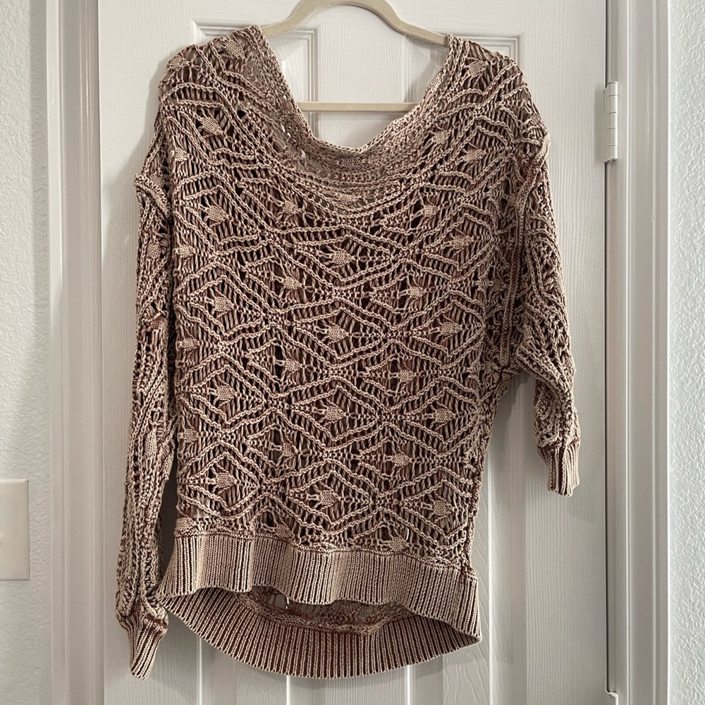 Buckle Off the Shoulder Washed Sweater. Size Small. - Picture 7 of 7